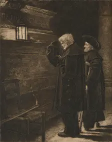 Greenwich Pensioners at the Tomb of Nelson c1868, (1896). Artist: Henry Macbeth-Raeburn