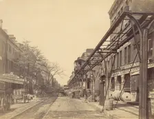 Greenwich Street, New York City, with Office of Erie Railway, 1870s. Creator: Unknown