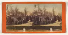 Greenwood Cemetery. From Vine Dell, Looking Towards Ocean Hill., about 1869. Creator: E. & H.T. Anthony