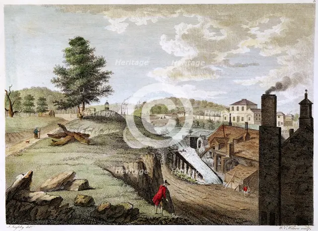 Greenfield Brass Mill near Holywell, Flintshire, Wales, 1792. Artist: WC Wilson