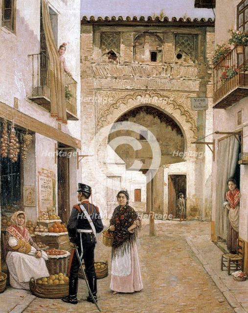 Greengrocer in Granada', oil by Joaquín Turina.