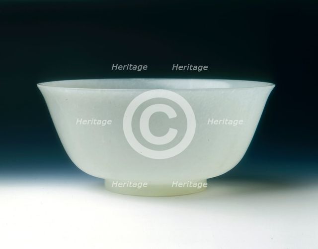 Greenish-white jade bowl, mid Qing dynasty, Qianlong period, China, 1735-1795. Creator: Unknown.