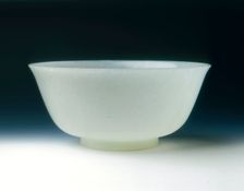 Greenish-white jade bowl, mid Qing dynasty, Qianlong period, China, 1735-1795. Creator: Unknown