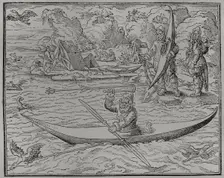 Greenland native people hunting in kayak, 1892. Creator: Unknown