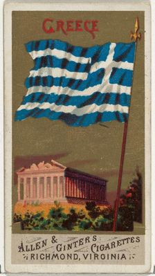 Greece, from Flags of All Nations, Series 1 (N9) for Allen & Ginter Cigarettes Brands, 1887 Creator: Allen & Ginter