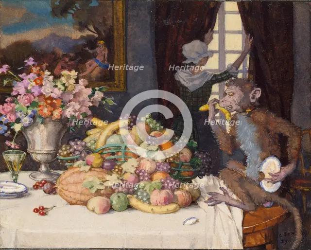 Greedy Monkey, 1929. Artist: Konstantin Somov.