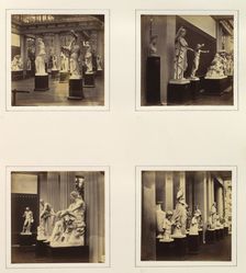 [Greek Court; Statue of Minerva; Ludovisi Mars; Iris, Hecate, or Lucifera], ca. 1859. Creator: Attributed to Philip Henry Delamotte