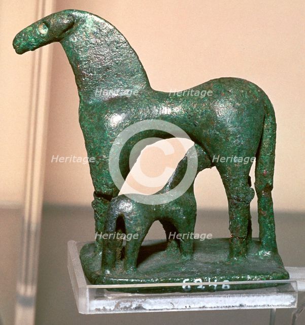 Greek bronze horse and foal, 9th century BC. Artist: Unknown