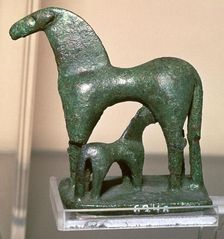 Greek bronze horse and foal, 9th century BC