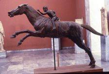Greek Bronze Horse and Jockey, from Artemision, life-size. 2 Cent BC. At National Archaelogical Muse