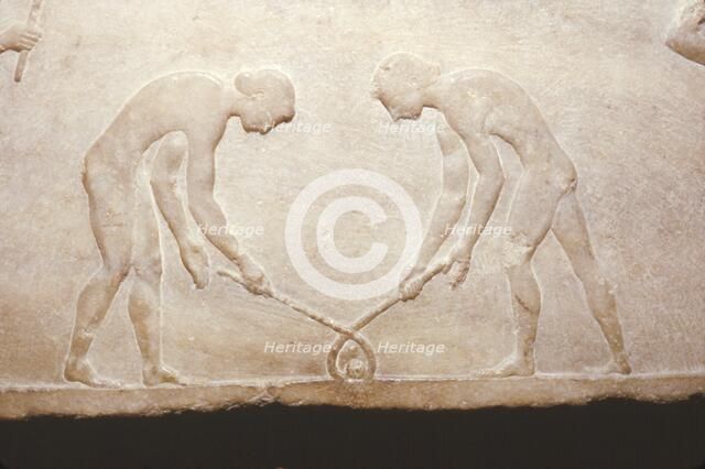 Greek Games from a marble relic, c490 BC. Artist: Themistocles.