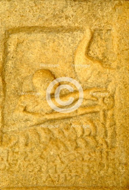 Greek Grave-Slab of Shipwrecked Sailor, from Rheneia, Mykonos, c5th century BC.  Artist: Unknown.
