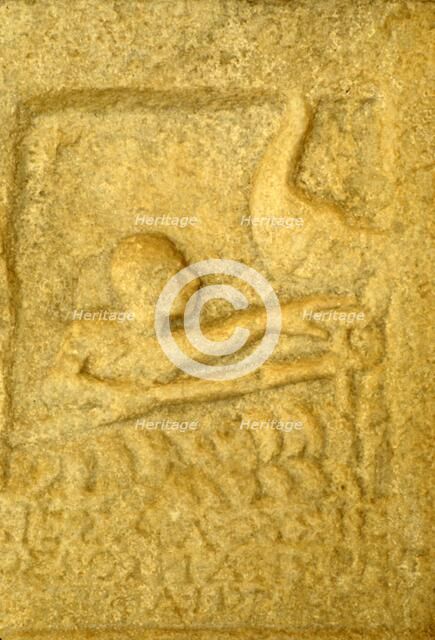 Greek Grave-Slab of Shipwrecked Sailor, from Rheneia, Mykonos, c5th century BC.  Artist: Unknown.