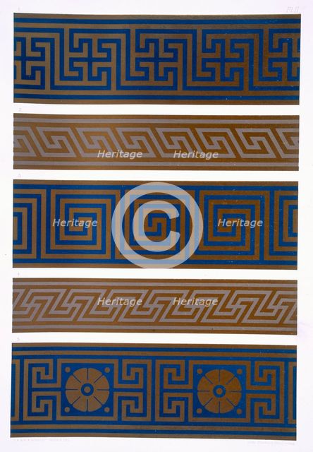 Greek Ornament: Bands or borders in dark on light and light on dark colours, pub. 1892. Creator: George Ashdown Audsley (1838-1925).