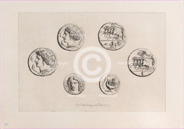 Greek Medals, 1863. Creator: Jules-Ferdinand Jacquemart.
