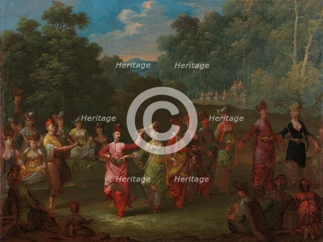 Greek Men and Women Dancing the Khorra, c.1720-c.1737. Creator: Jean Baptiste Vanmour.