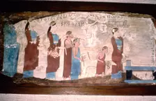 Greek Musicians at a Sacrifice, Painted on wood, c520BC-c500 BC