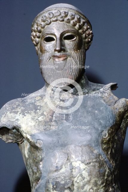 Greek small bronze Apollo from Kosmas near Sparta, late 6th century BC. Artist: Unknown.