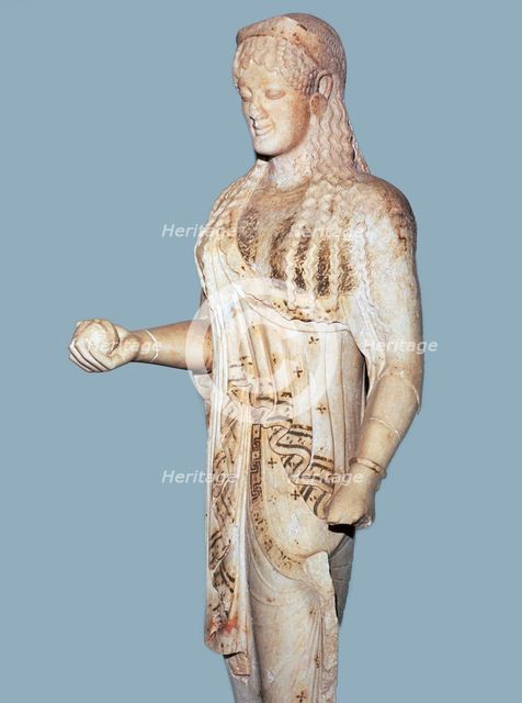 Greek statue of a Kore from the Acropolis, 5th century BC. Artist: Unknown