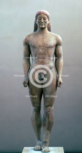 Greek statue known as the Anavyssos Kouros, 6th century BC. Artist: Unknown