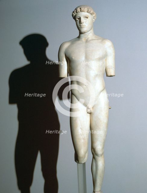 Greek statue known as the Kritios Boy, 5th century BC. Artist: Unknown