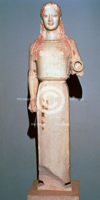Greek statue known as the Peplos Kore, 6th century BC. Artist: Unknown