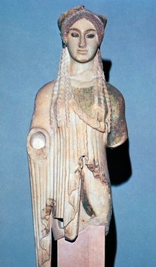Greek statue Kore 674 from the Acropolis, 6th century BC
