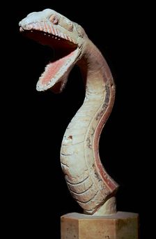 Greek polychrome head of a serpent, c.6th century BC