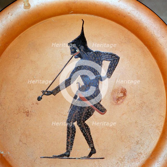 Greek painting of a Scythian archer blowing a trumpet, 6th century BC. Artist: Unknown