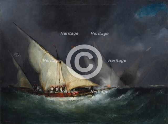 Greek Pirates Attacking a Turkish Vessel, not dated. Creator: Unknown.