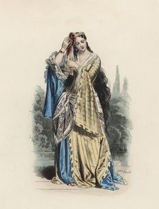 Greek Princess, color engraving 1870