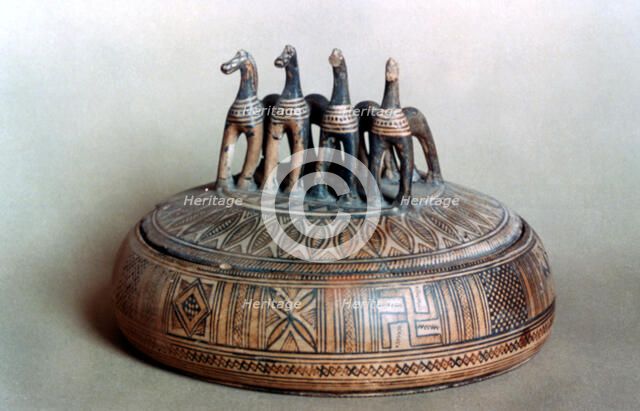 Greek pyxide, 9th-8th century BC. Artist: Unknown