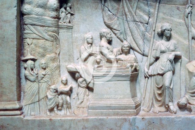 Greek relief of a family sacrificing. Artist: Unknown