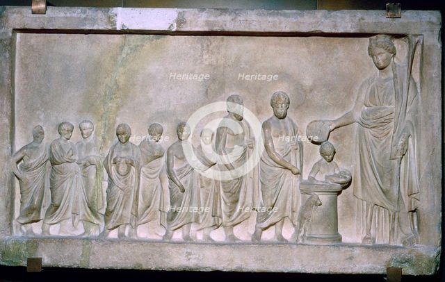 Greek relief of a sacrifice to Demeter, 4th century BC. Artist: Unknown