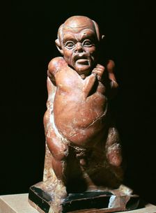 Greek rhyton in the form of a pygmy carrying a dead crane, 5th century BC