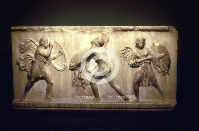 Greek warrior fighting an Amazon, 8th-5th century BC. Artist: Unknown