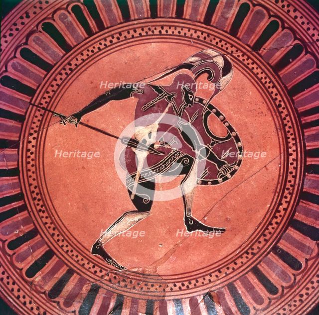 Greek Warrior Painted Siana Cup, c6th century BC.