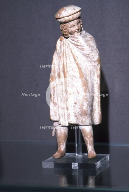 Greek Terracotta Boy wearing Cloak, Athens, 300 BC. Artist: Unknown.