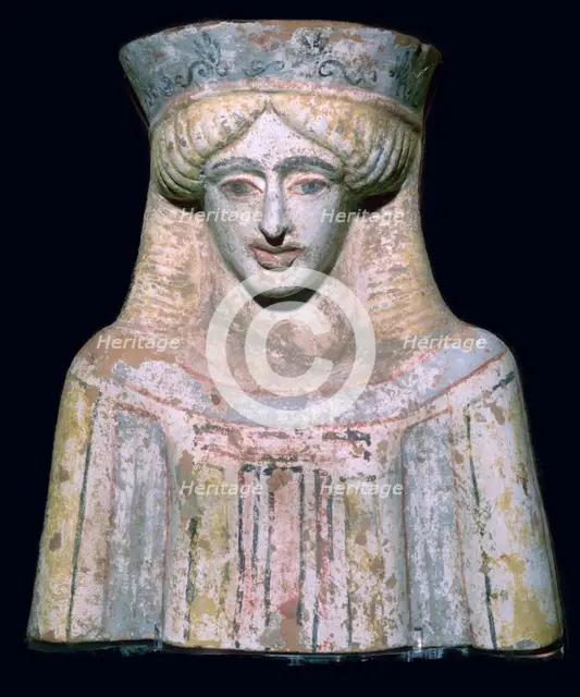 Greek terracotta bust of a young girl or goddess, 5th century BC. Artist: Unknown