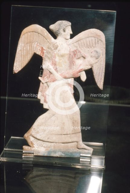 Greek Terracotta, Eos, goddess of Dawn, carries Kephalos, c450 BC. Artist: Unknown.