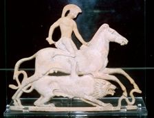 Greek terracotta relief of Bellerophon and the Chimera, 5th century BC