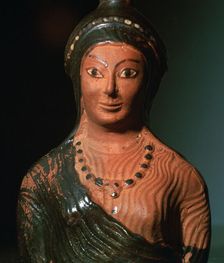 Greek terracotta scent bottle in the shape of a female bust