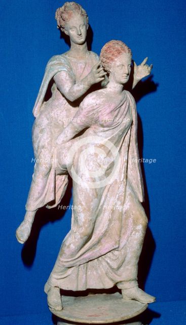 Greek terracotta statuette of an 'ephedrismos' group, 3rd century BC. Artist: Unknown