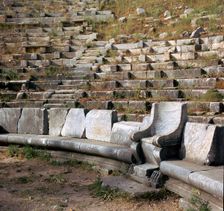 Greek theatre in Priene, Turkey which was also used as a parliament, 4th century BC
