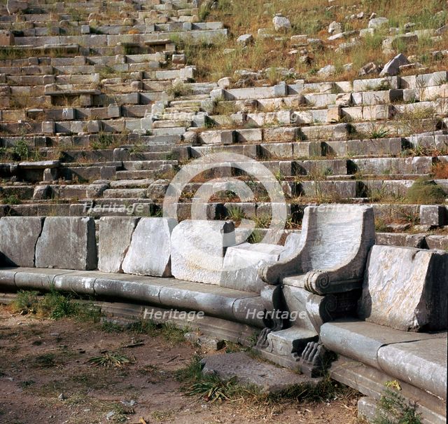 Greek theatre in Priene, Turkey which was also used as a parliament, 4th century BC. Artist: Unknown