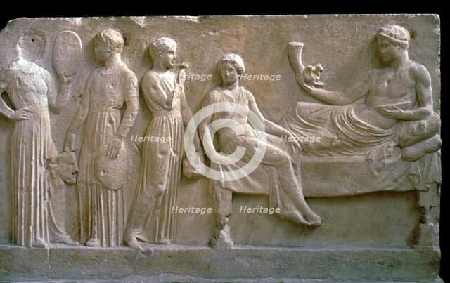 Greek votive relief of actors. Artist: Unknown
