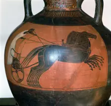 Greek vase depicting a chariot, c5th-6th century BC