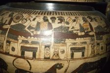 Greek Vase-Painting, A Banquet, possibly Funerary, c5th century BC