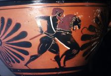 Greek Vase-Painting Hercules fights the Lion, c6th century BC