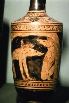 Greek Vase-Painting, Odysseus crew Turning to Pigs on Circe's Isle, c6th century BC